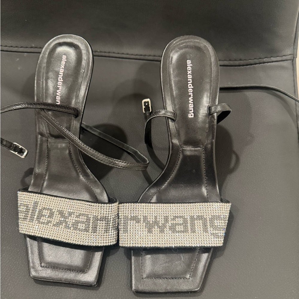 Alexander Wang Black Sandals with Silver Accents